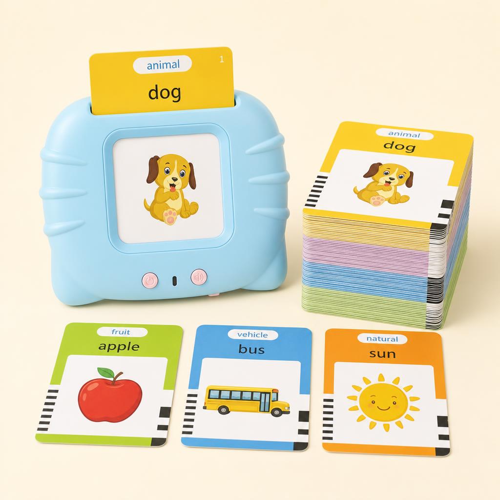 Blue talking flash card reader with cards